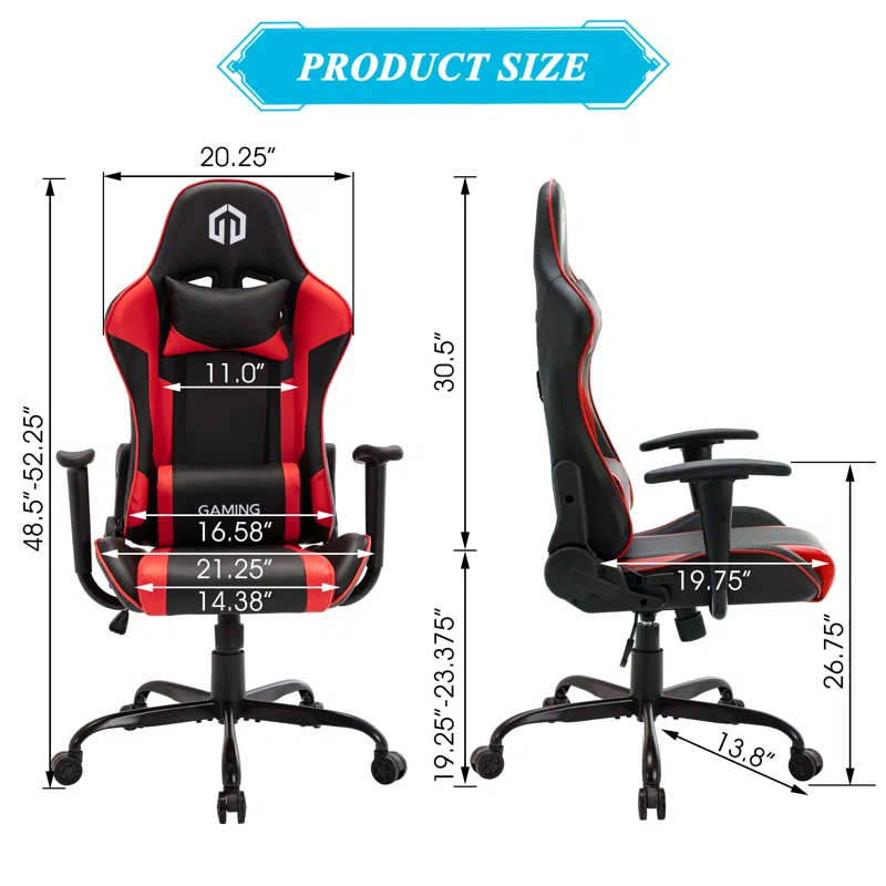 ORORA DEC ORORA DEC Adjustable Reclining Ergonomic Faux Leather Swiveling PC & Racing Game Chair