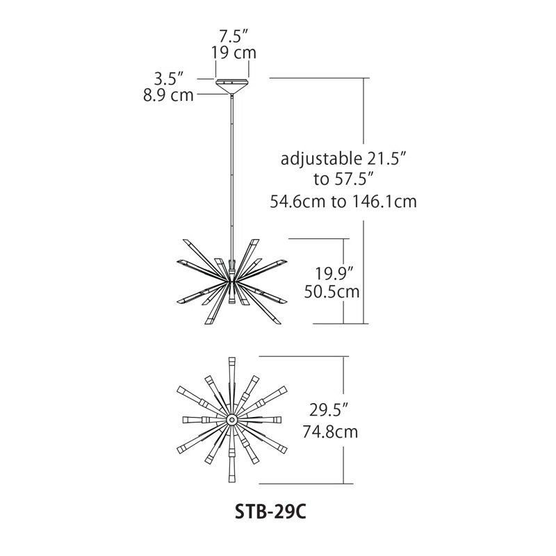 Blackjack Lighting Starburst 29" Single Tier Chandelier