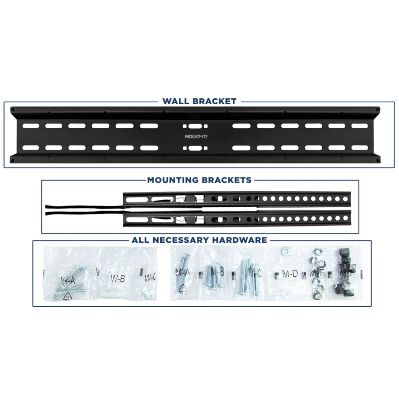 Mount-it Black Fixed Wall Mount for Holds up to 77 lbs
