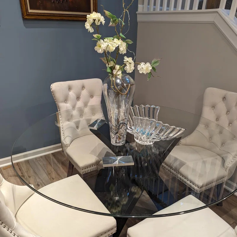 Rosdorf Park High-end Tufted Velvet Upholstered Nailhead Dining Chair