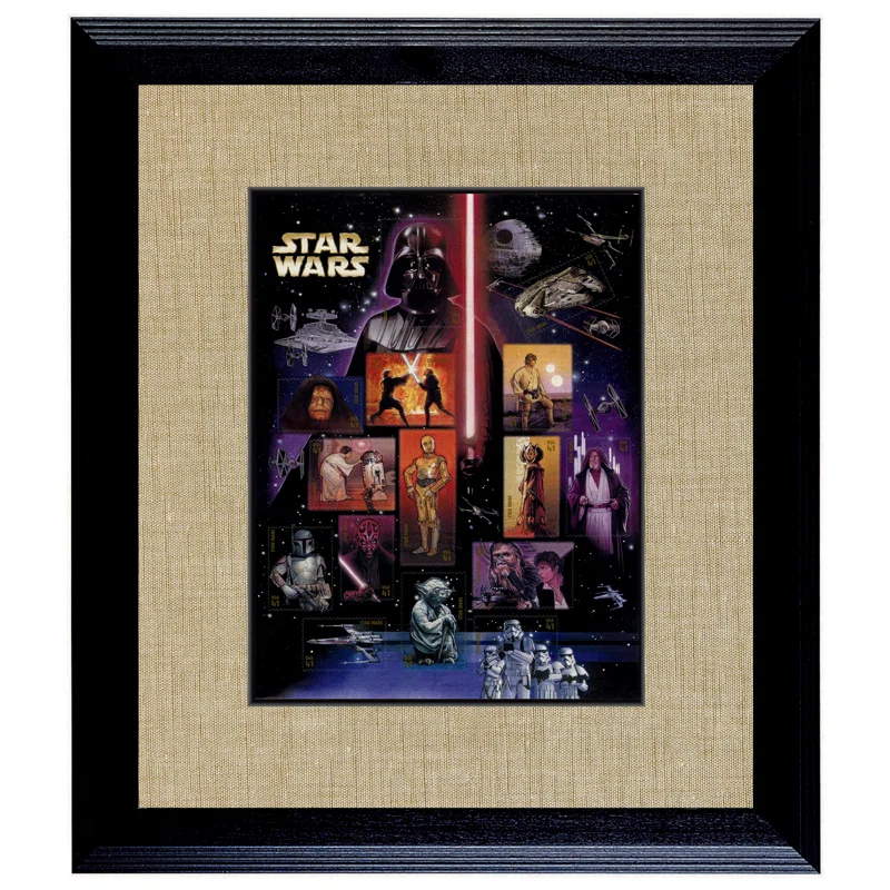 American Coin Treasures Star Wars U.S. Stamp Sheet in Wood Frame