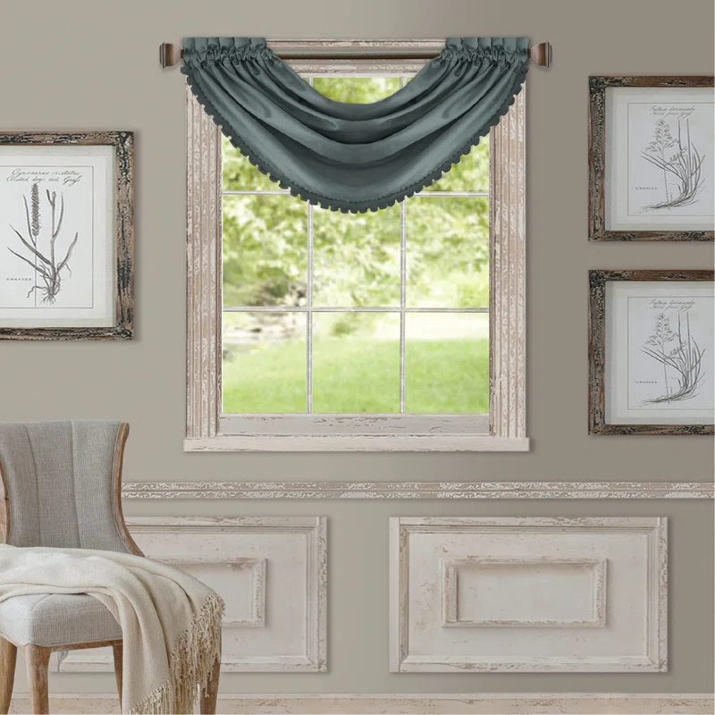 PALEYI 52" x 36" All Seasons Waterfall Window Valance