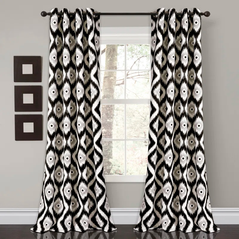 Lush Decor Diamond Ikat Polyester Semi Sheer Curtain Pair (Set of 2)