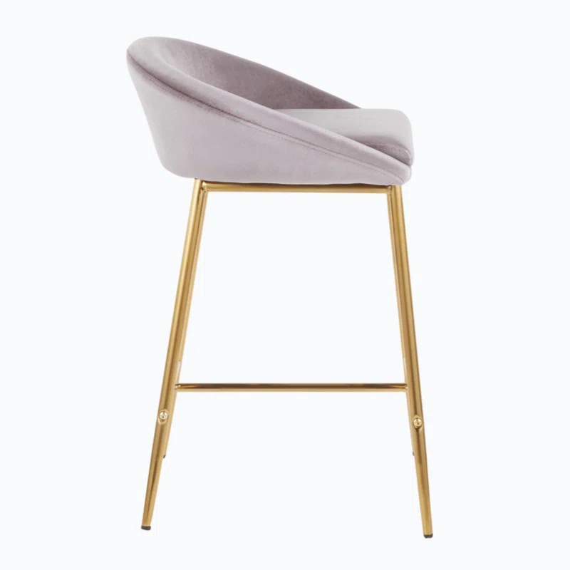 Wenty Glam Upholstered Counter Stool with Metal Frame (Set of 2)