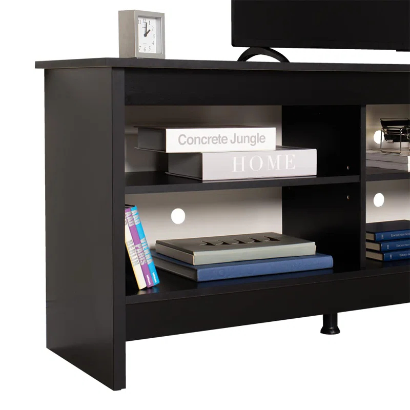 Ebern Designs Media Console TV Stand Entertainment Center with 6 Shelves and Cable Management for 65, 75 Inch Television Living Room and Bedroom Modern Wooden