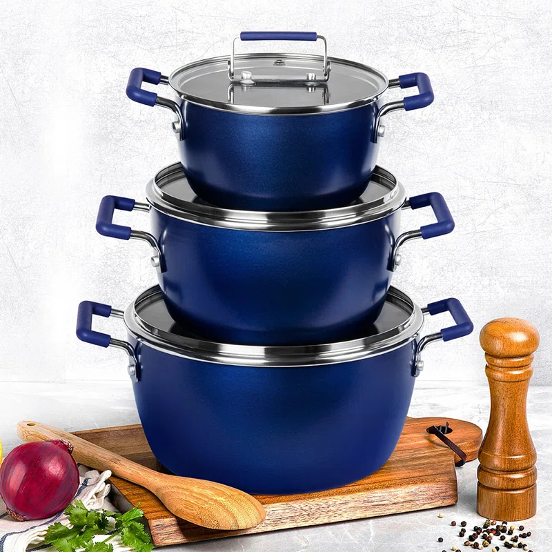 Granitestone Granitestone 6 Piece Stackable Nonstick Nesting Pots with Lids, Dishwasher Safe
