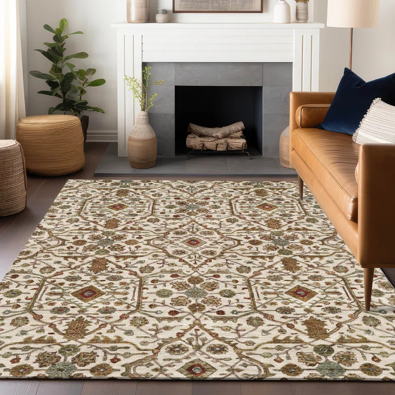 Machine Washable Indoor/Outdoor Chantille ACN1130 Ivory Rug