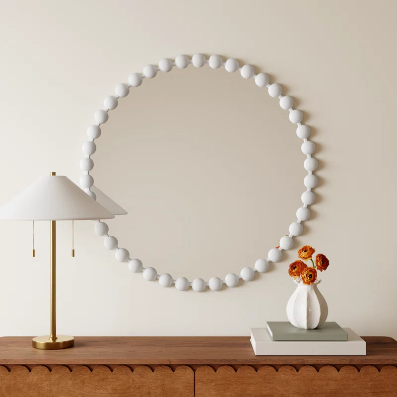 Marlowe Beaded Round Metal Wall Mirror