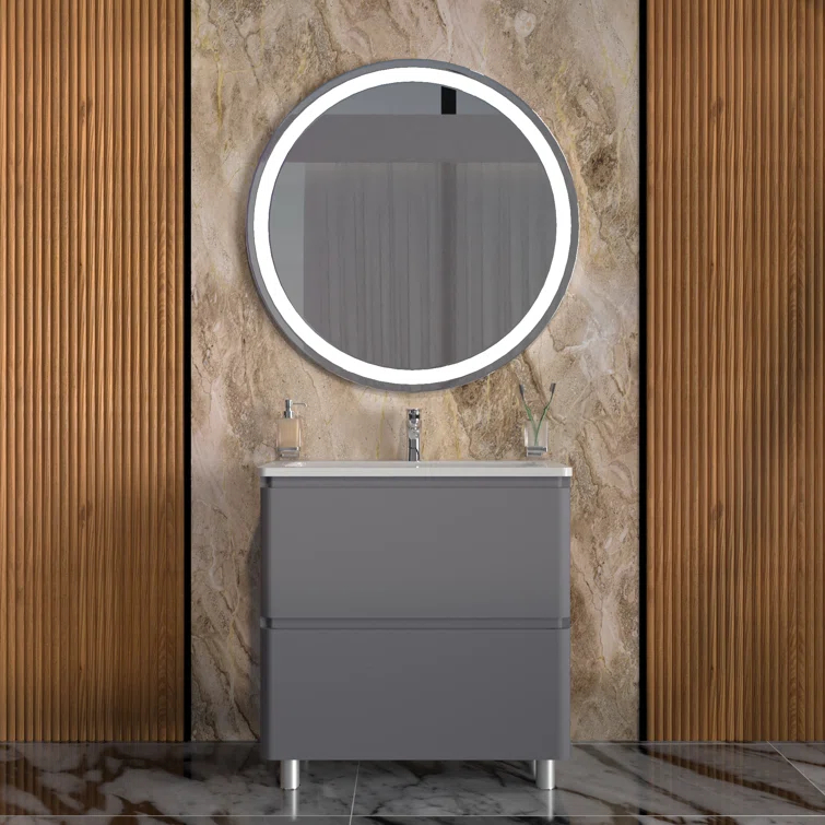 Bath Oasis 39.1'' Single Bathroom Vanity with Ceramic Top with Mirror