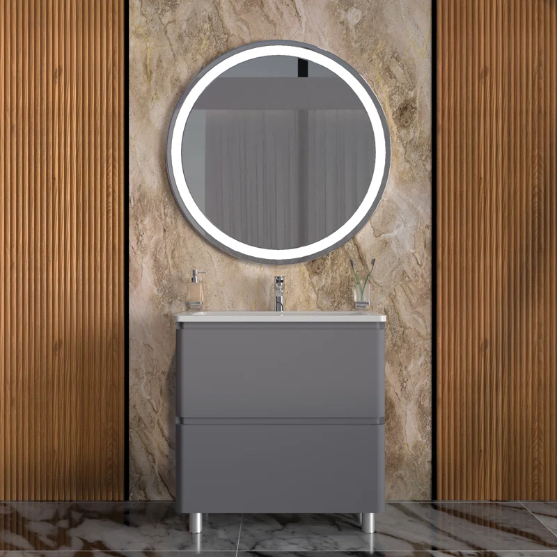Bath Oasis 39.1'' Single Bathroom Vanity with Ceramic Top with Mirror