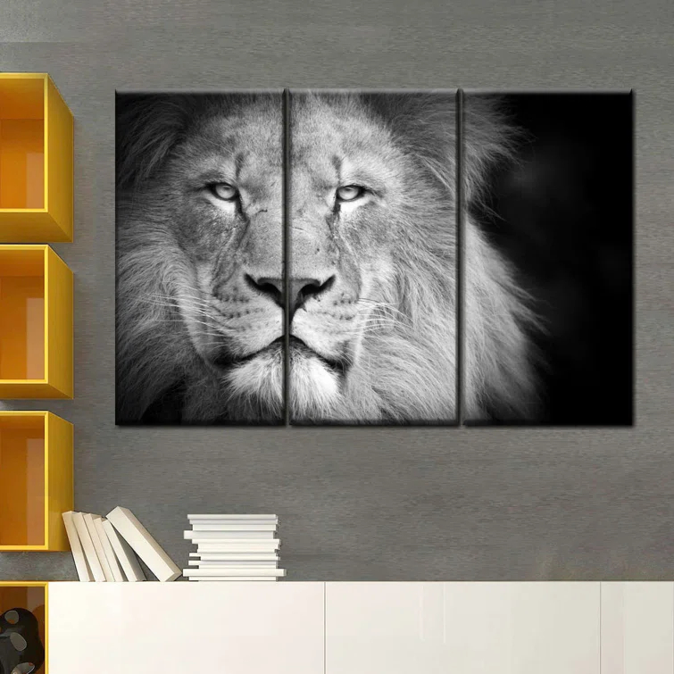 Elephant Stock " Lion Portrait " 3 - Pieces (Set of 3)
