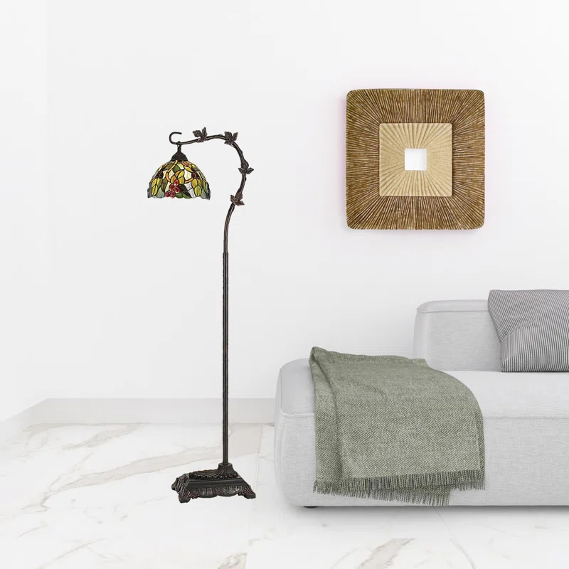 Bloomsbury Market 61" Bronze Traditional Shaped Floor Lamp With Green Yellow Dome Shade