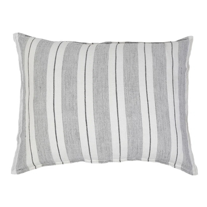 Laguna Linen Pillow by Pom Pom at Home - Charcoal / 20" x 20" / Down