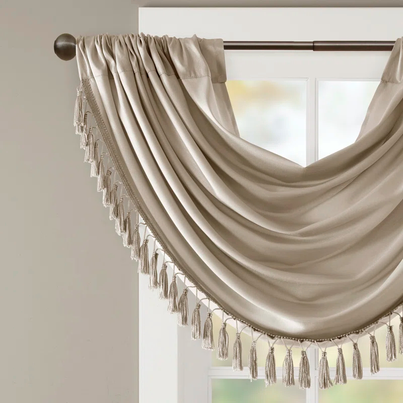 Madison Park Elena Faux Silk Waterfall Embellished 38'' W Window Valance