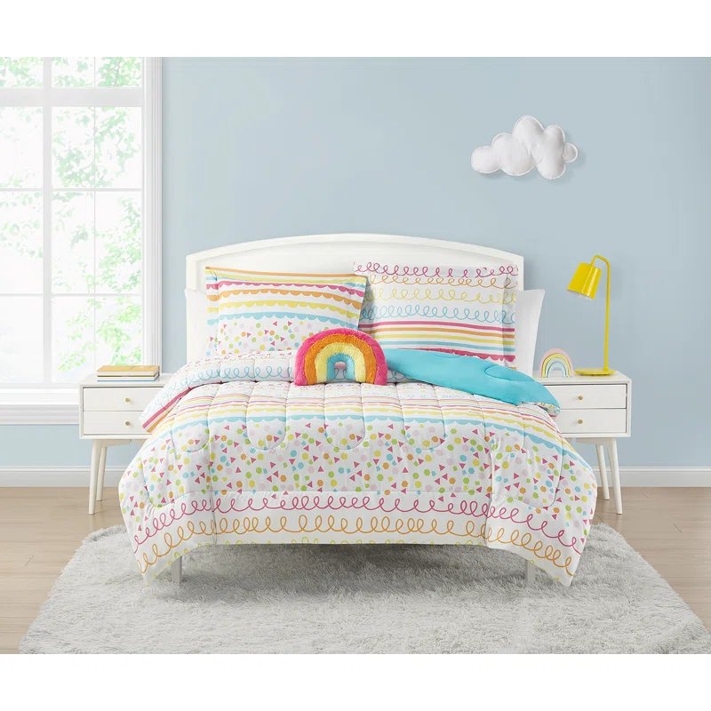 Alex + Bella ALEX + BELLA Color Pop Rainbow Orange Microfiber Comforter Set