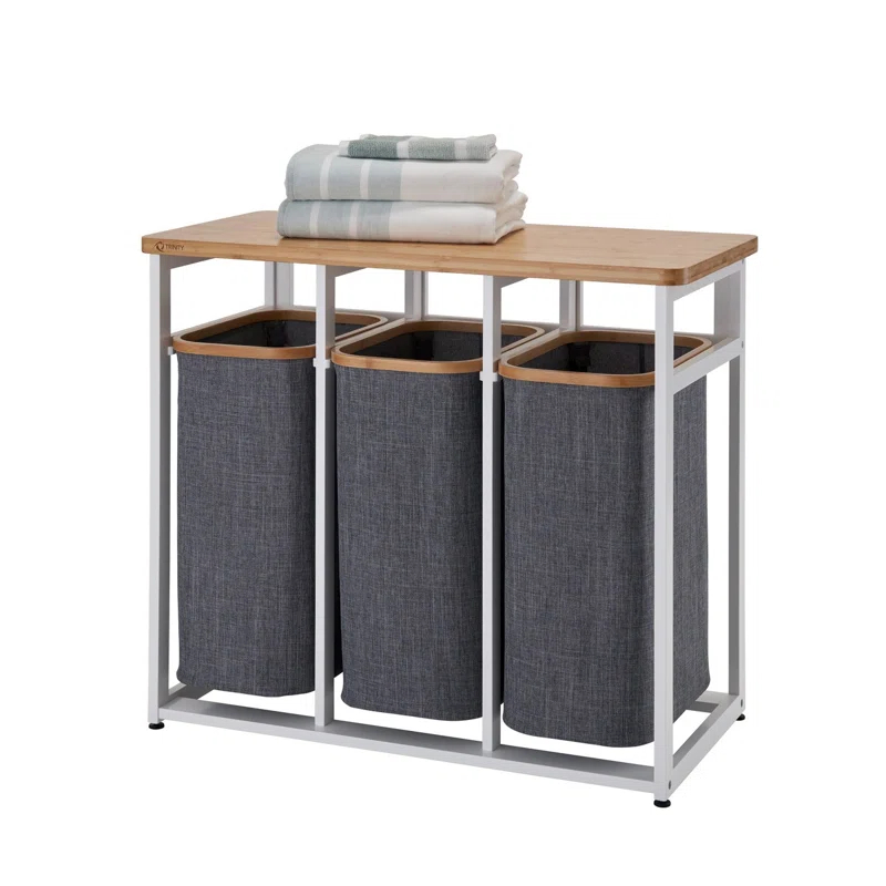 Trinity TRINITY 36 in. H x 30.7 in. H in. x 17.3 in. H Wood (Bamboo) 3-Bag Laundry Sorter