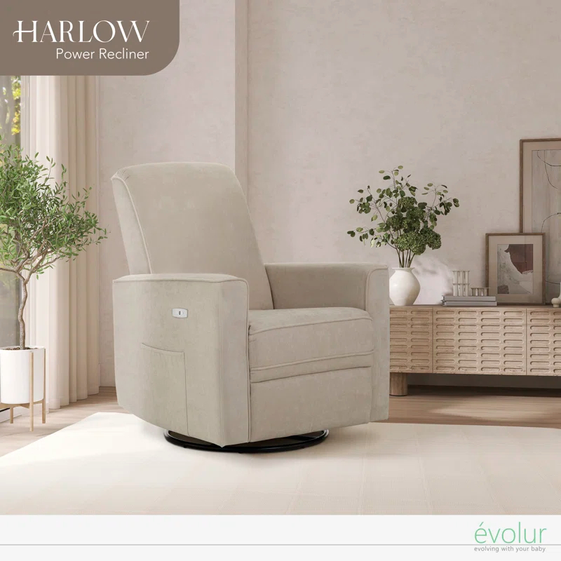 Evolur Greenguard Gold Certified Upholstered Swivel Reclining Glider