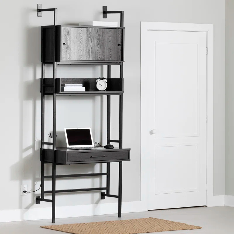 South Shore Kozack Floating Wall-Mounted Desk with Metal Legs