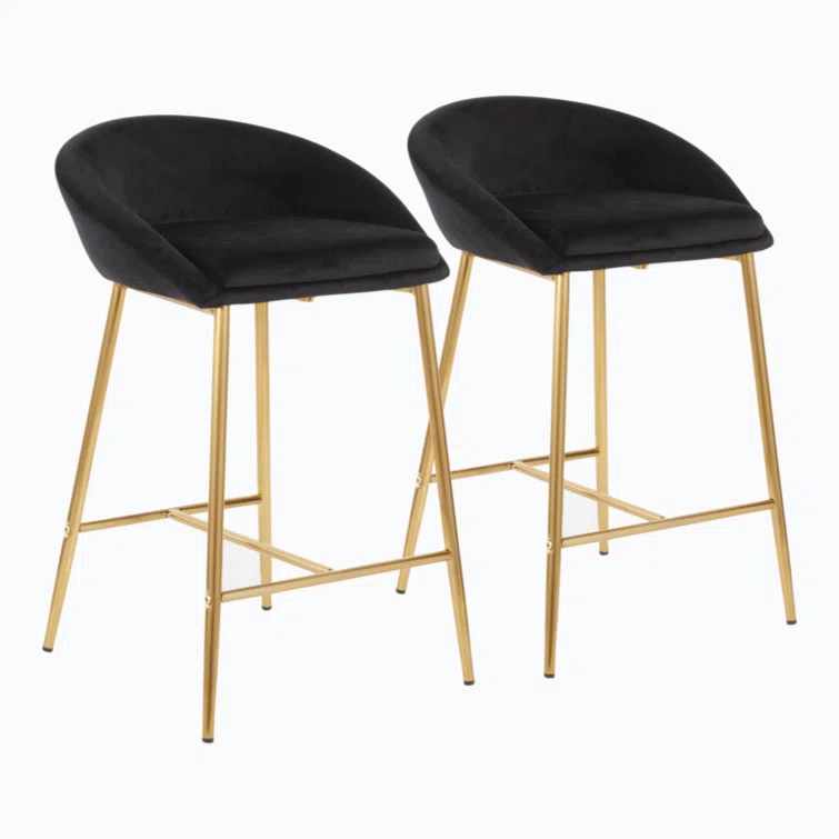 Wenty Glam Upholstered Counter Stool with Metal Frame (Set of 2)