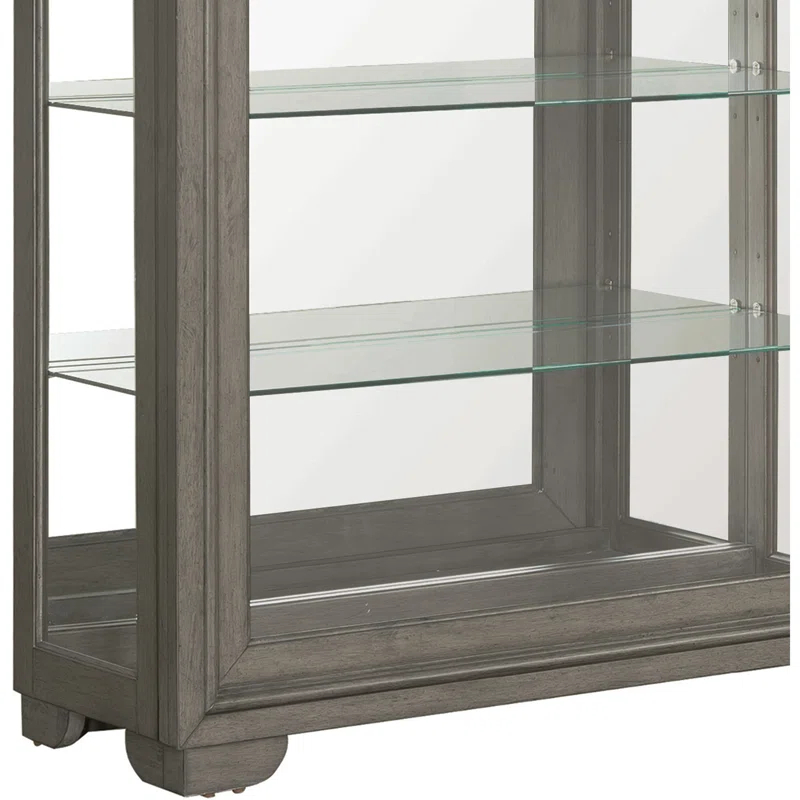 Pulaski Furniture Modern Wood Framed 5-Shelf Sliding Door Curio With LED Light