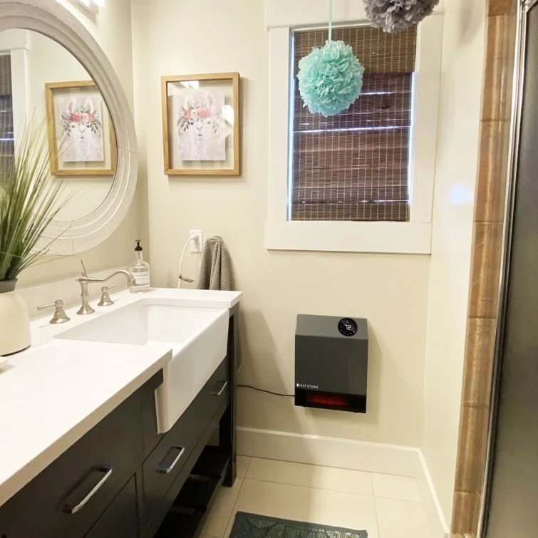 Heat Storm Heat Storm 1000 Watt 3400 BTU Electric Wall Mounted Space Heater with Adjustable Thermostat , Remote Included and with Digital Display