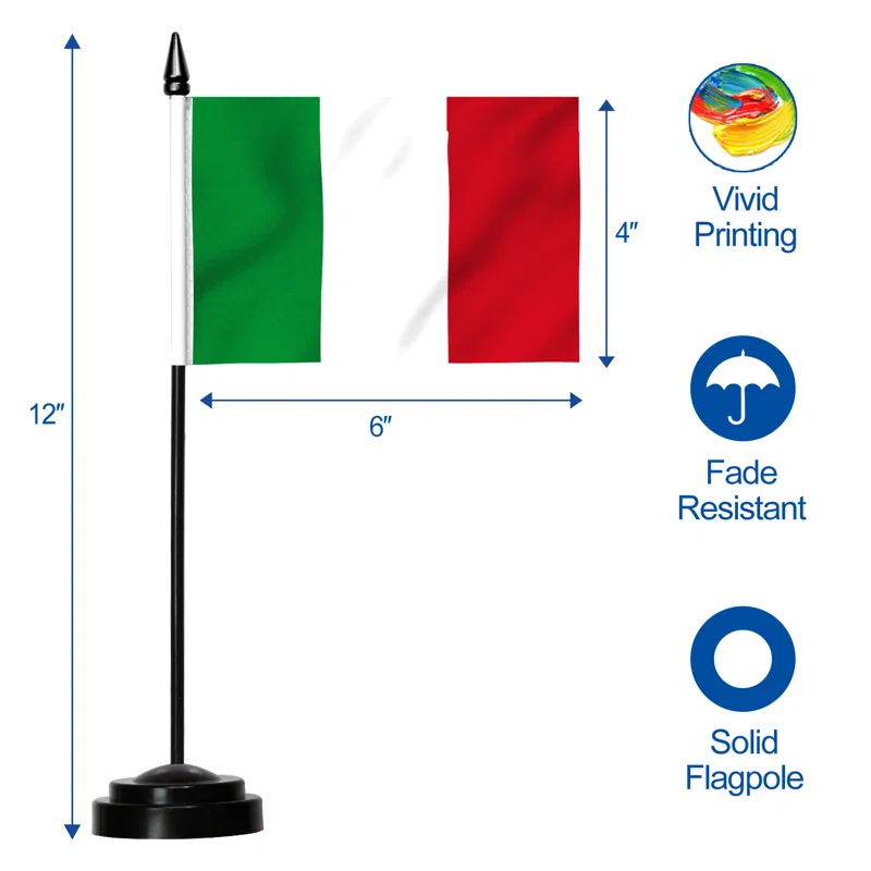 Arlmont & Co. Keyunta Italy Flag Set Polyester 6 x 4 in.