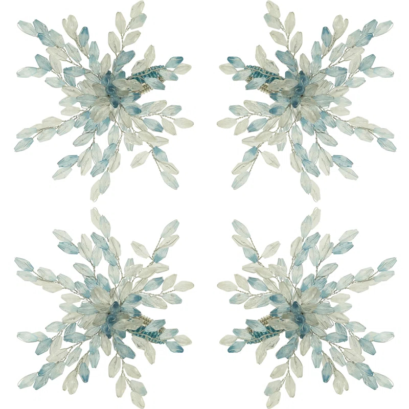 Saro Beaded Flower Napkin Ring (Set of 4)