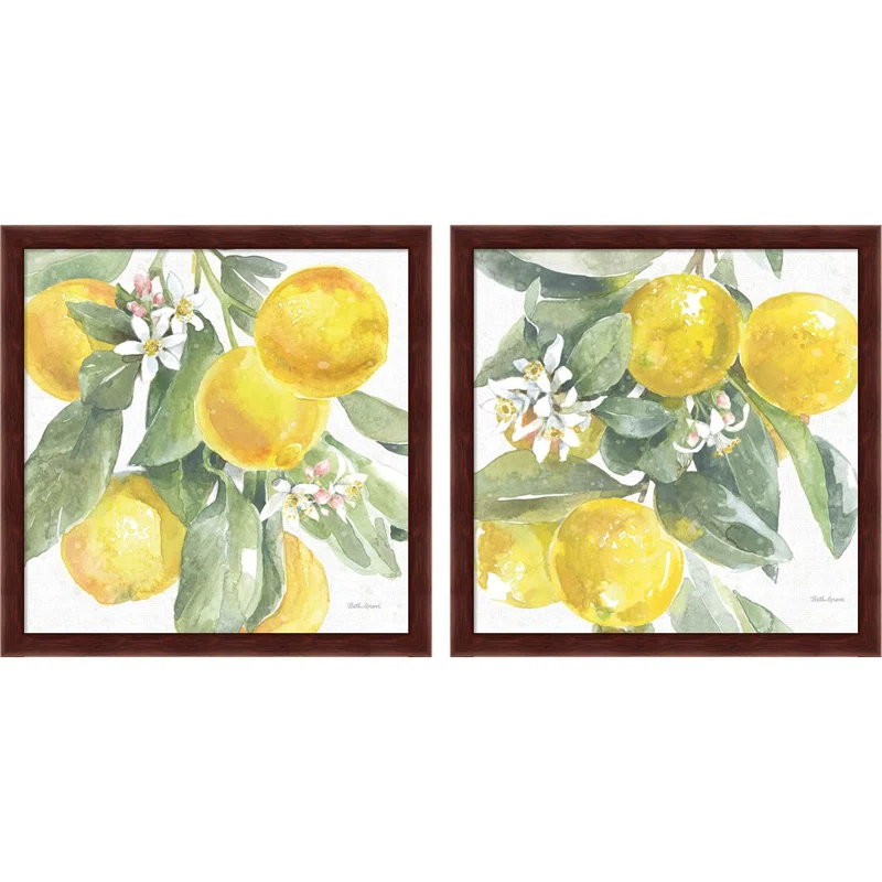Red Barrel Studio® " Citrus Charm Lemons I & II " by Beth Grove 2 - Pieces