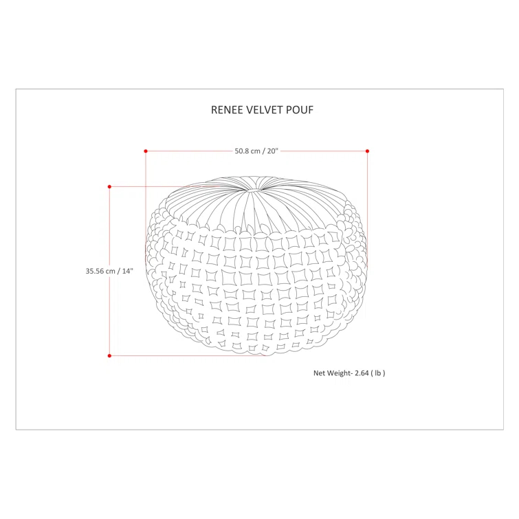 Simpli Home Renee 20"W Round Button-Tufted Velvet Pouf