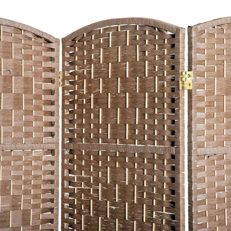 Gracie Oaks 6' Tall Wicker Weave 3 Panel Room Divider Privacy Screen