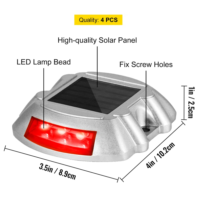 Solar Dock Lights Low Voltage Solar Powered Integrated LED Metal Pathway Light Pack (Set of 4)