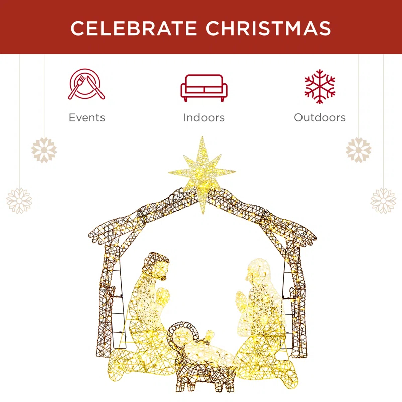 The Holiday Aisle® Christmas Nativity Scene Yard Decoration Light Display