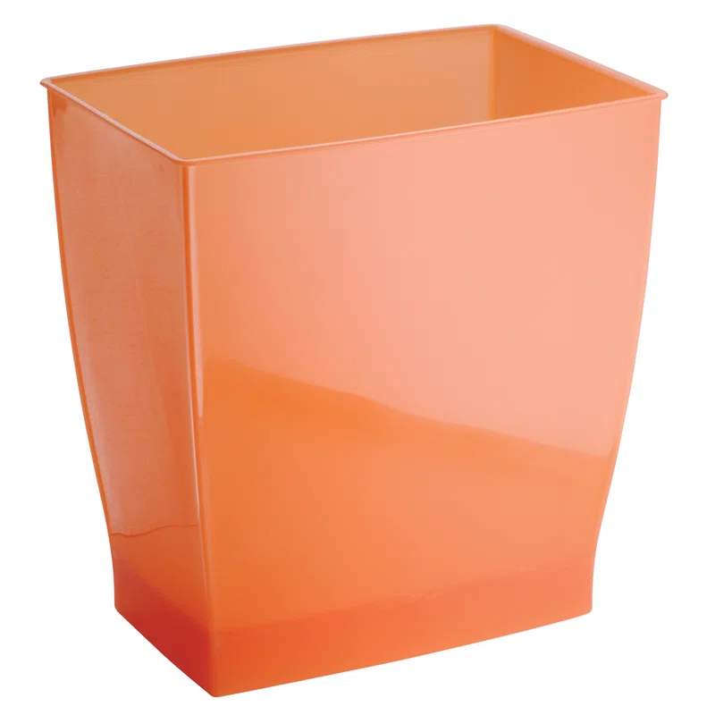iDesign Mono BPA-Free Plastic Rectangular Waste Basket - 11.25" x 7.5" x 12", Tango Orange