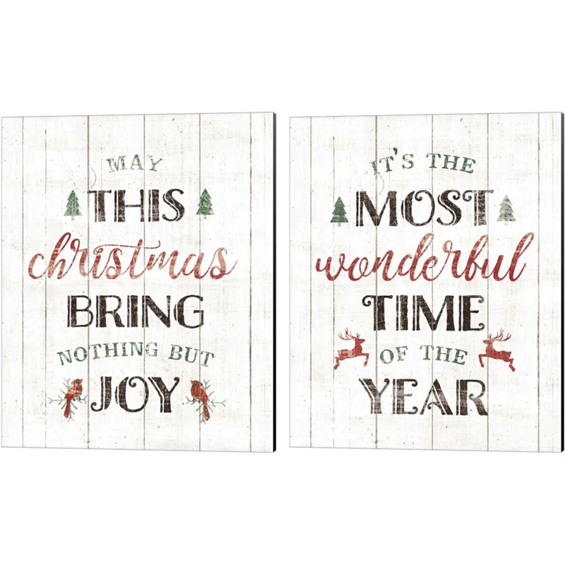 The Holiday Aisle® " Christmas Joy & Wonderful Time " by Wild Apple Portfolio 2 - Pieces (Set of 2)