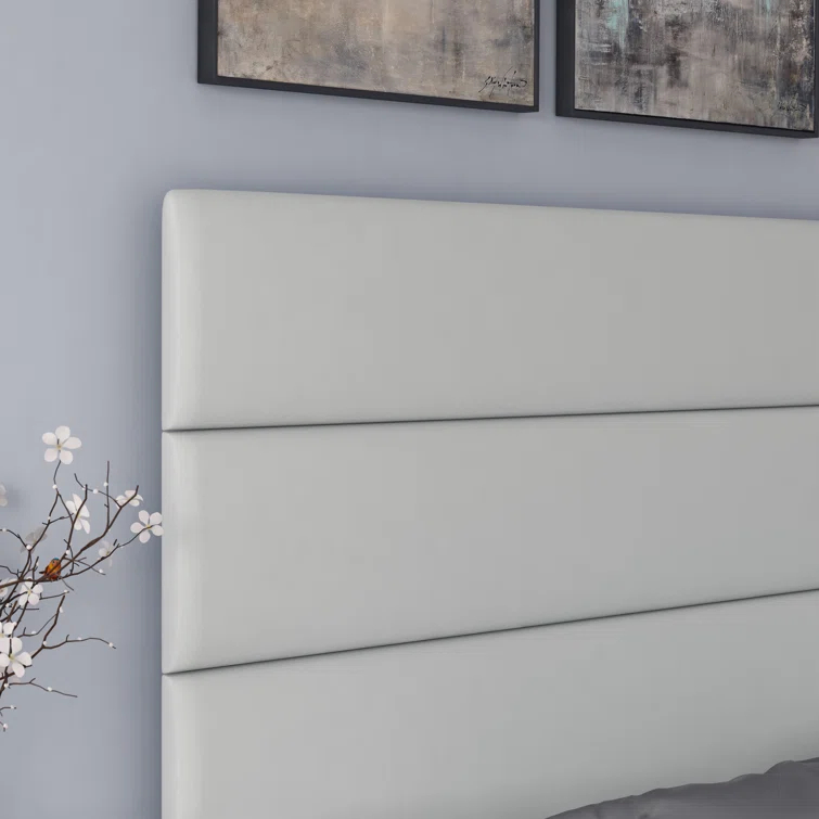 Boyd Sleep Boyd Sleep Piedmont Upholstered Platform Bed Frame Mattress Foundation with Tri-Panel, Adjustable Height Headboard and Strong Wood Slat Supports, Faux Leather