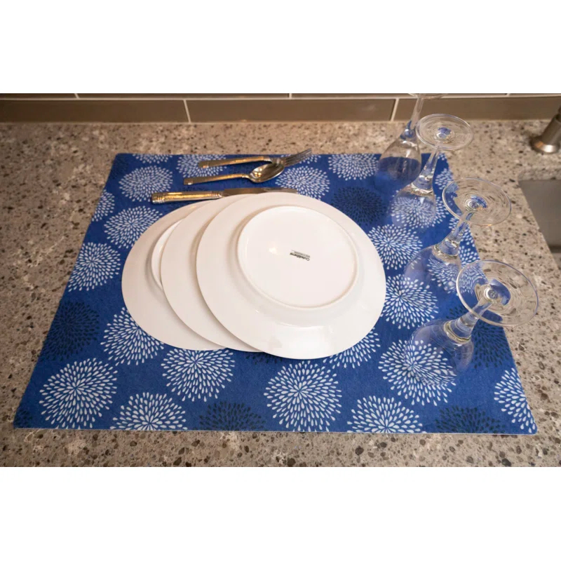 Drymate XL Dish Drying Mat, Kitchen Drip Pad - Absorbent, Waterproof, Slip-Resistant, Machine Washable (19" x 24") (Medicine Blue) (USA Made)