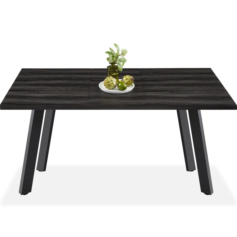 George Oliver Joglar 47 to 63in Modern Extendable Dining Table for 2-6 People w/ Leaf Extension, 2 Locks