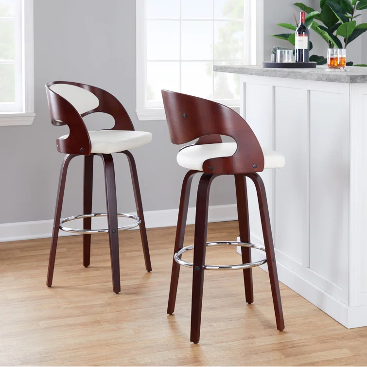 George Oliver Lakyia Swivel Upholstered Counter Stool (Set of 2)