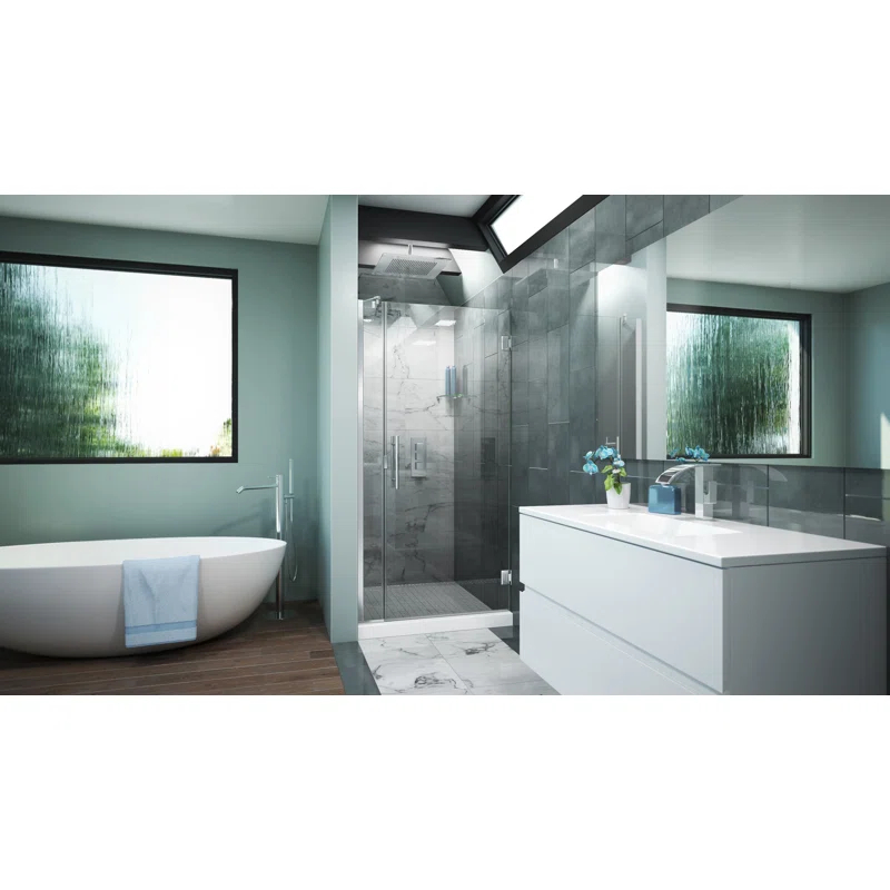 Arizona Shower Door SCI3428672CHCL Scottsdale 35" x 72" Hinged Frameless Shower Door with Invisible Shield by Clean-X