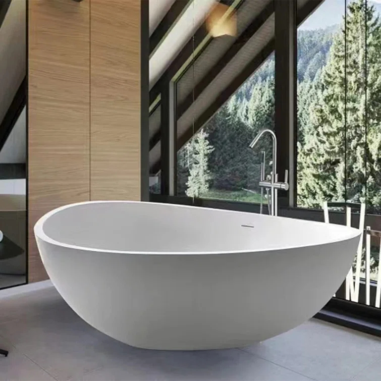 Vanity Art 63" x 37" Freestanding Soaking Stone Bathtub VA6918-ML