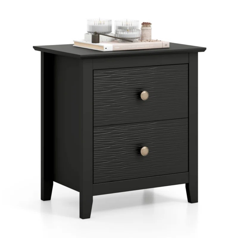 Latitude Run® Modern Nightstand with 2 Drawers for Small Spaces
