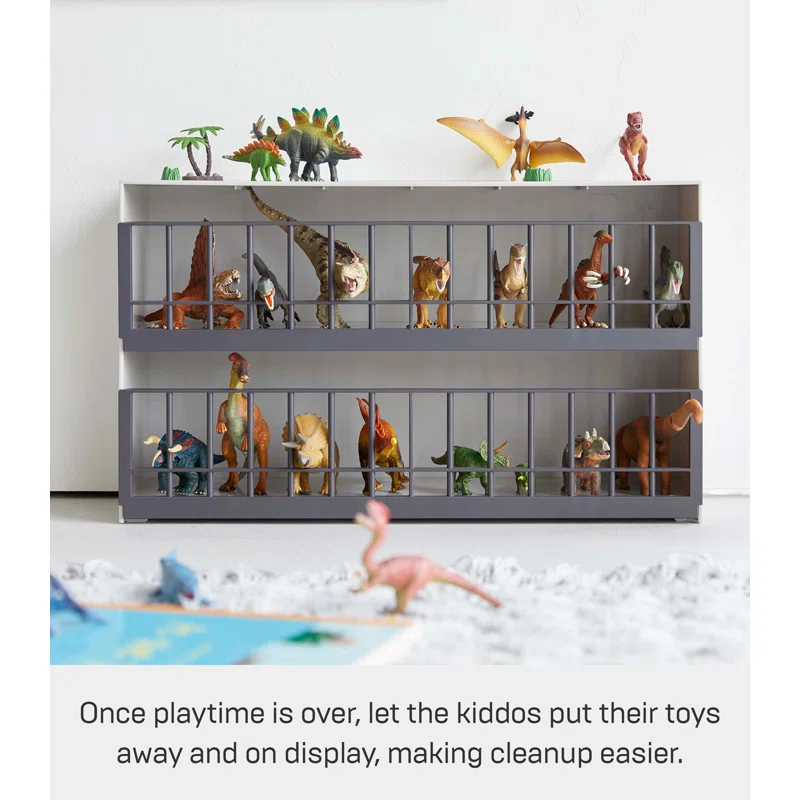 Yamazaki Home Yamazaki Home Two-Tier Toy Dinosaur and Animal Display Storage Rack, Children's Toy Bin Organizer