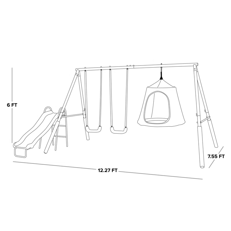 Sportspower Sportspower Shooting Star Metal Swing Set with Lifetime Warranty on 5' Double Wall Slide