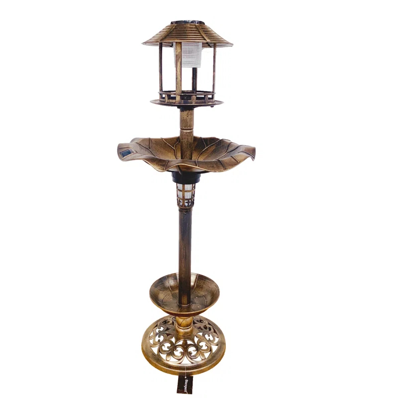 Bloomsbury Market Aaliyana Solar Lighted Birdbath & Reviews | Wayfair
