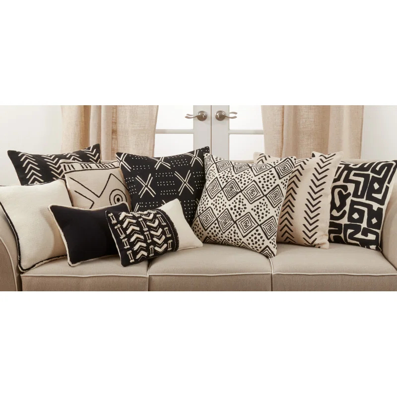Saro Adah Collection Geometric Cotton Throw Pillow