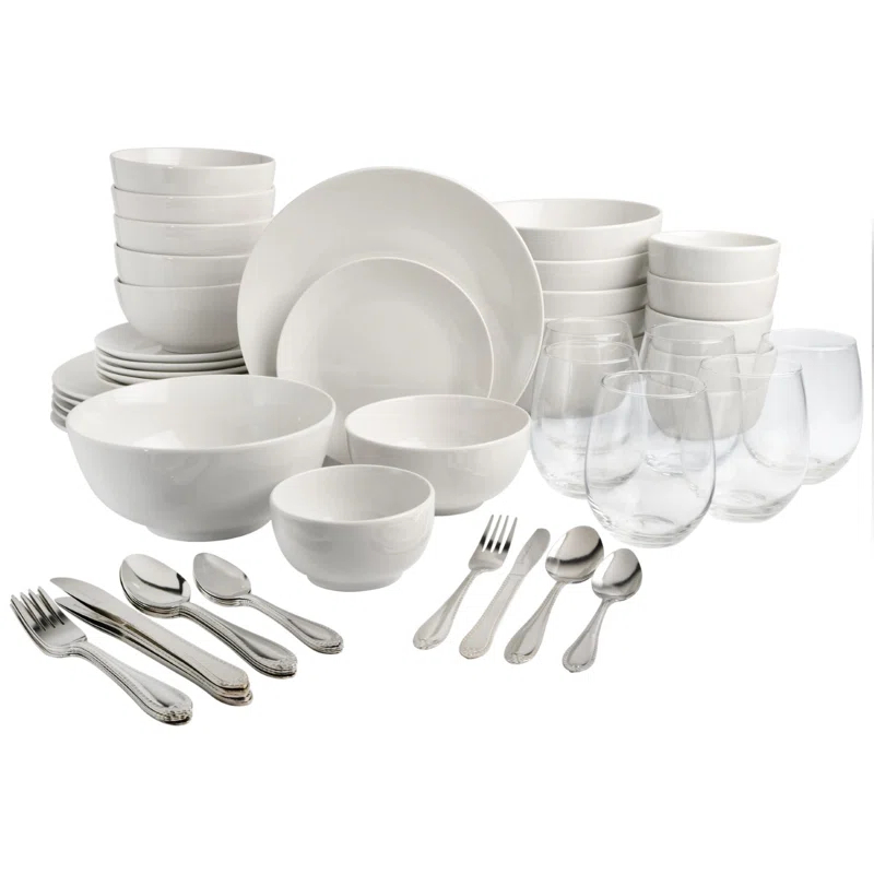 Gibson Home Gibson Home All U Need 60 Piece Plates Bowls Glassware Forks Spoons and Knives Dinnerware Set for 6