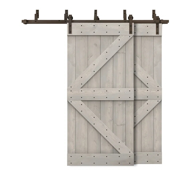 Calhome Paneled Wood and Metal Barn Door with Installation Hardware Kit & Reviews | Wayfair