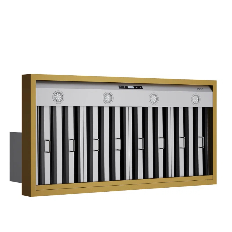Kucht 48 in. 800 CFM Wall Mounted Range Hood with Gold Accents