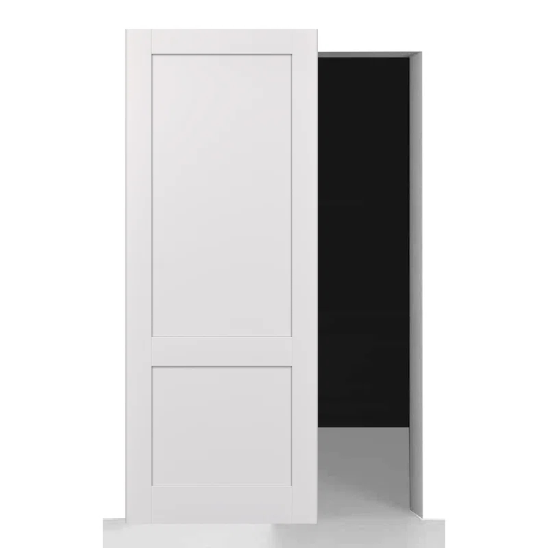 Belldinni Shaker 2 Panel Manufactured Wood Solid Core Sliding Hidden Barn Door With Base Board with Installation Hardware Kit