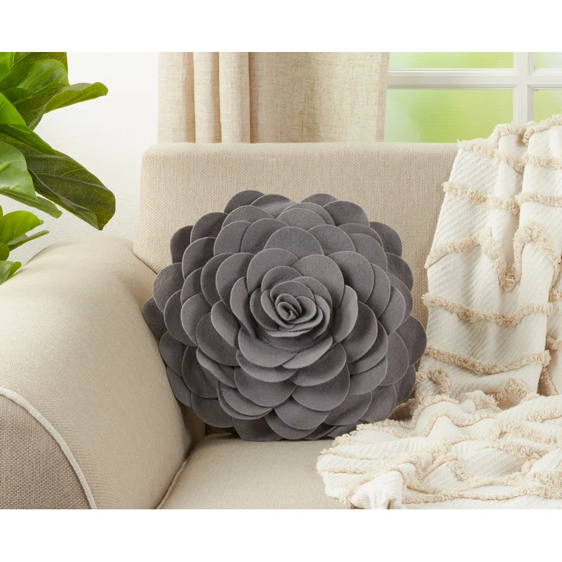 Saro Felt Collection Appliqued Felt Throw Pillow